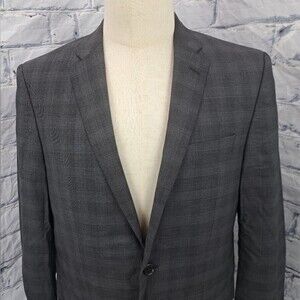 John Varvatos USA Men's Blazer Sport Coat Gray Check Canada Gray Check Wool 40R